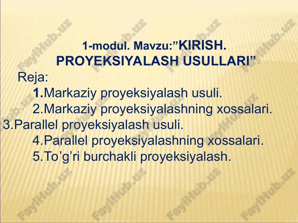proyeksiyalash usullari — PPT