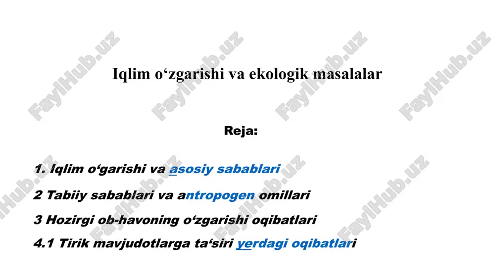 iqlimo‘zgarish va ekologik masalalar — PPTX