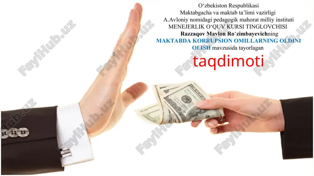 maktabda korrupsion ommillarning oldini olish — PPT