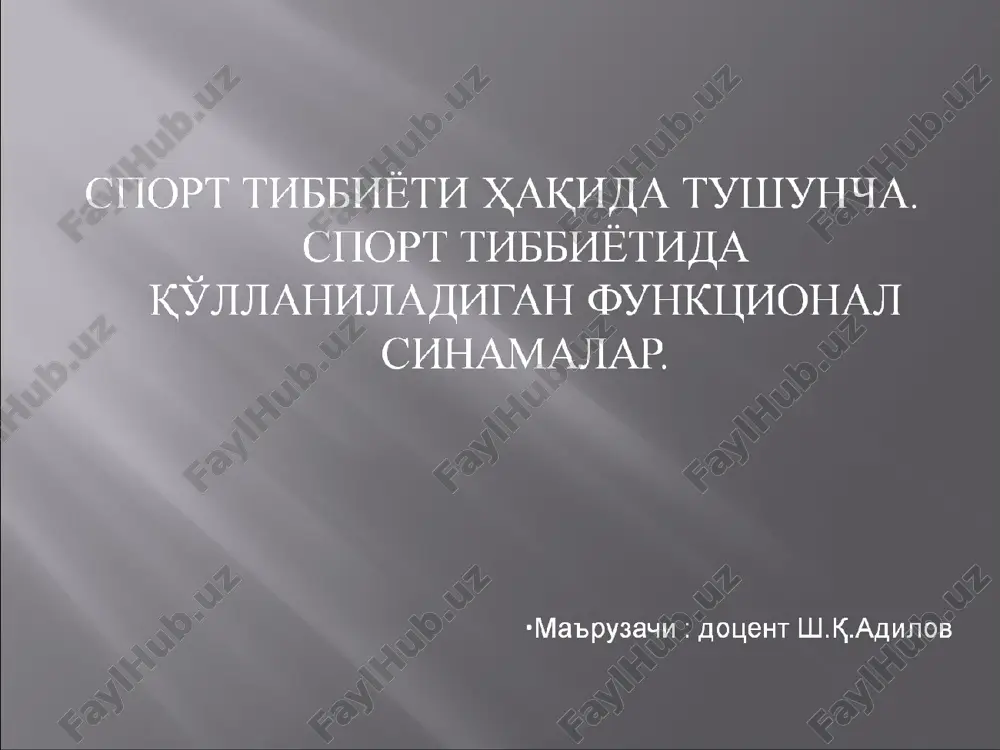 sport tibbiyoti — PPT