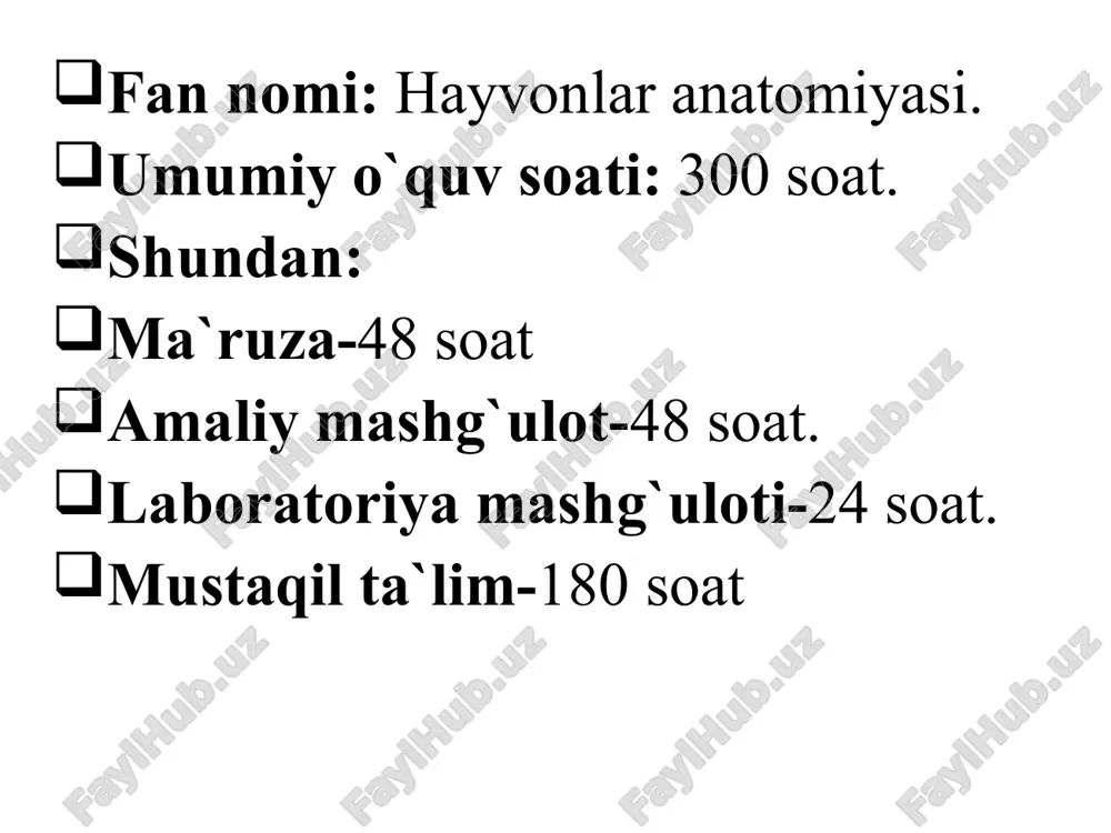 hayvonlar anatomiyasi — PPTX