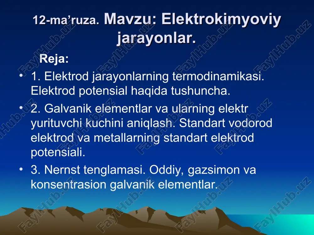 elektrokimyoviy jarayonlar — PPT