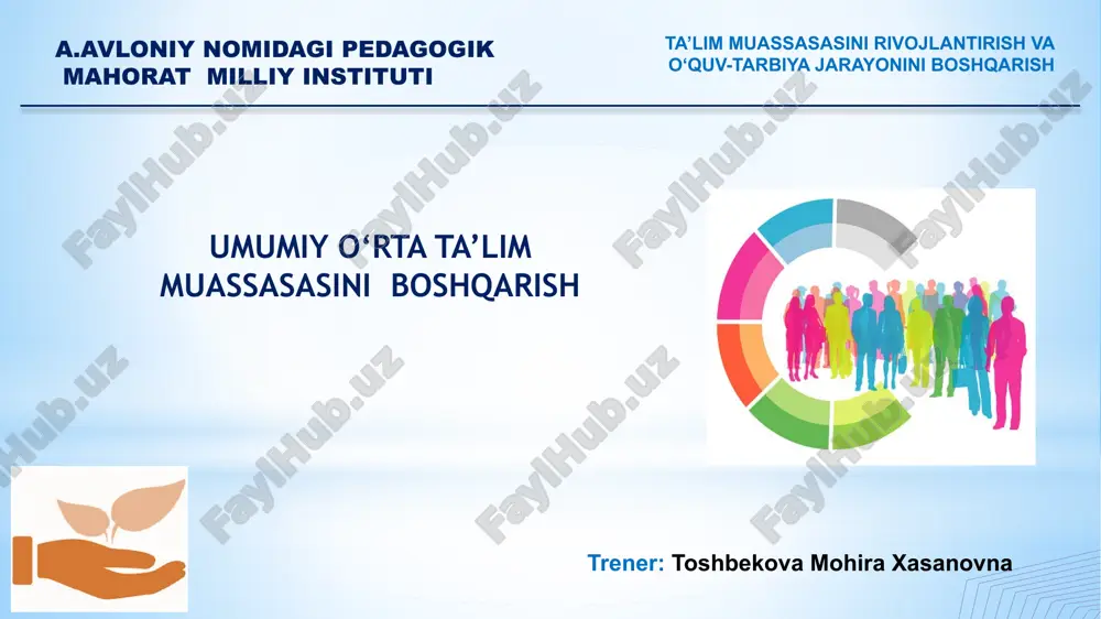 umumiy o‘rta ta’lim muassasasini boshqarish — PPTX