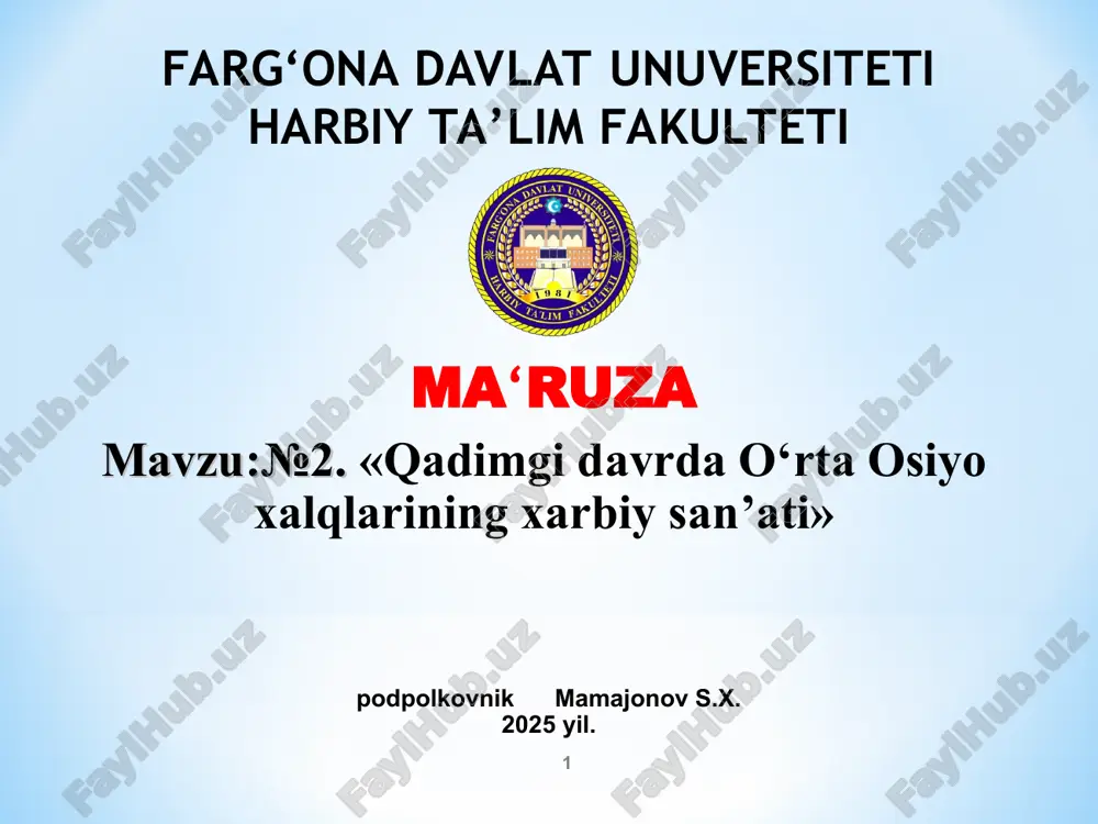 harbiy san’at tarixi — PPT