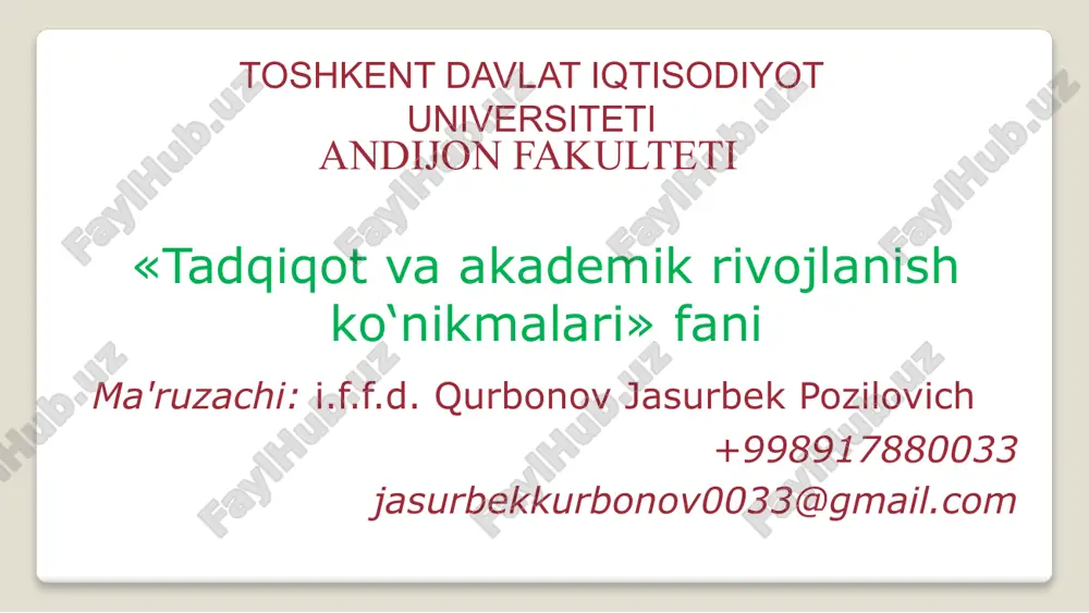 toshkent davlat iqtisodiyot universiteti — PPTX