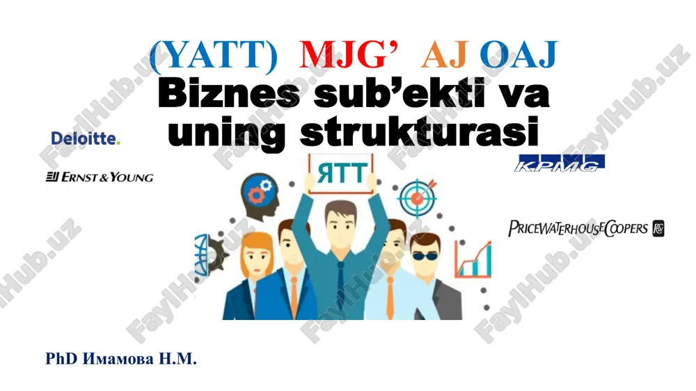 biznes sub'ekti va uning struktura — PPTX