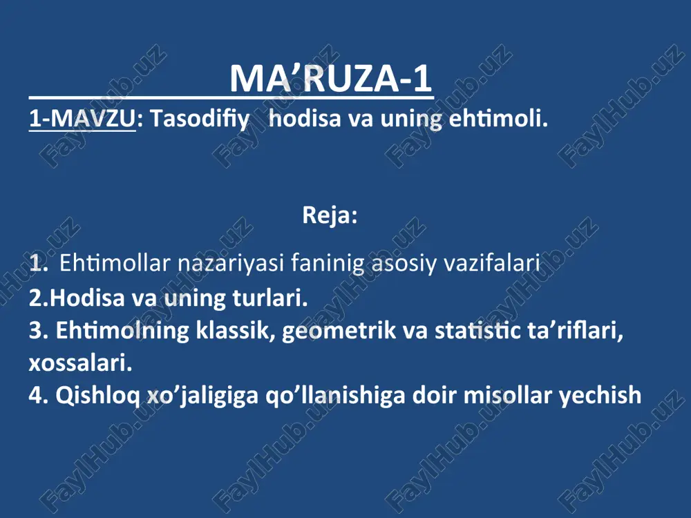ehtimollar nazariyasi — PPT
