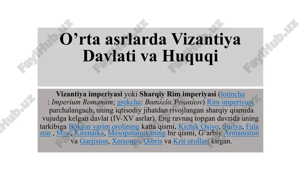 vizantiya davlati va huquqi — PPTX