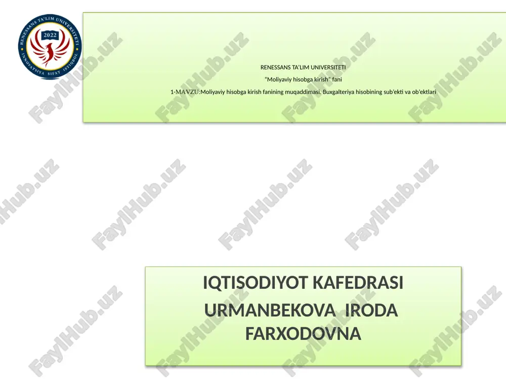 moliyaviy hisobga kirish — PPTX