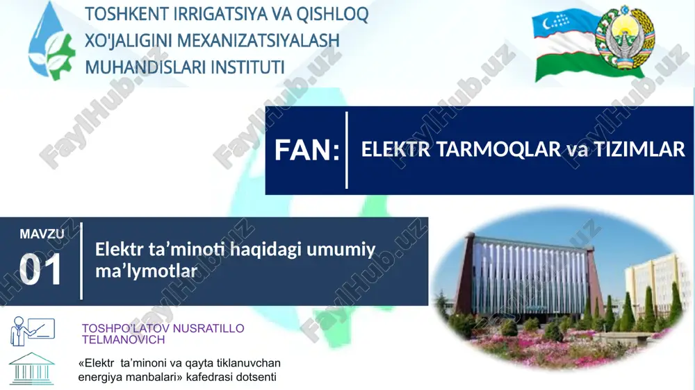 elektr tarqatish va tizimlar — PPTX