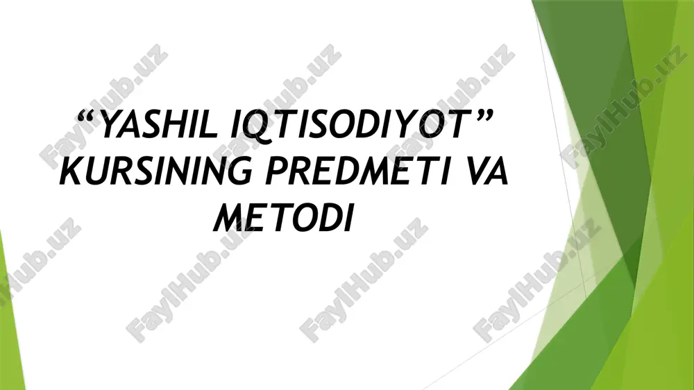 yashil iqtisodiyot kursi — PPTX