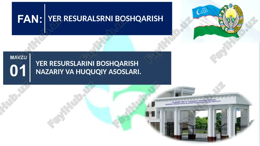 yer resurslarini boshqarish — PPTX