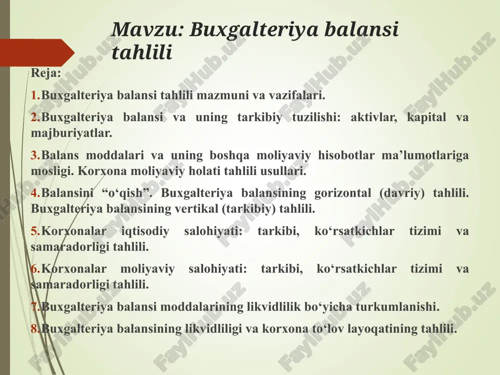 buxgalteriya balansi tahlili — PPT