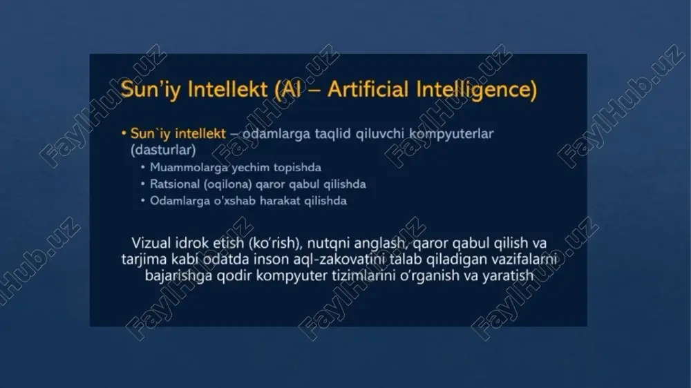 sun’iy intellekt (al — artificial intelligence) — PPT