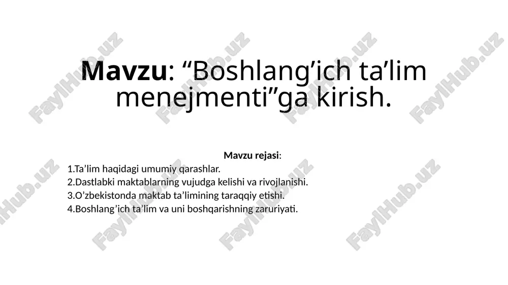 boshlang’ich ta’lim menejmenti — PPTX
