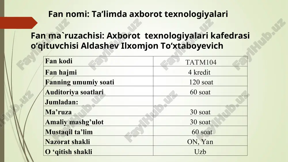 ta’limda axborot texnologiyalari — PPT