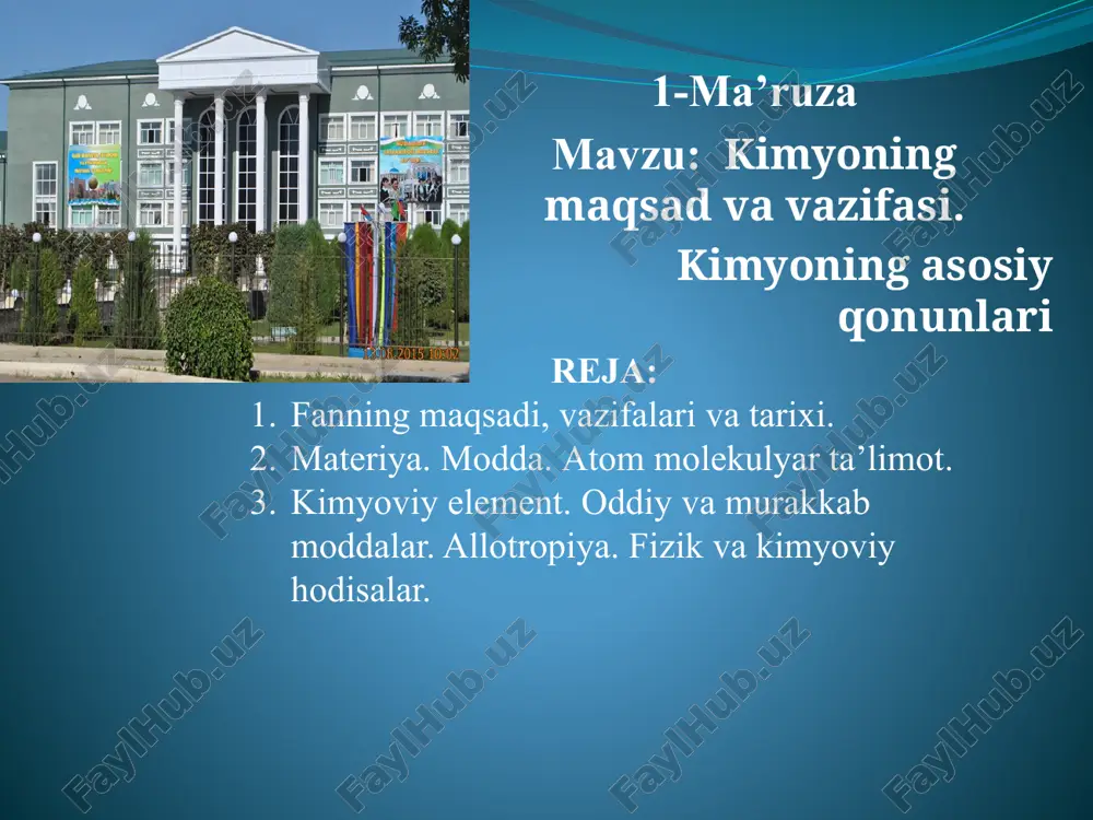 kimyo fanining maqsadi va vazifalari — PPTX