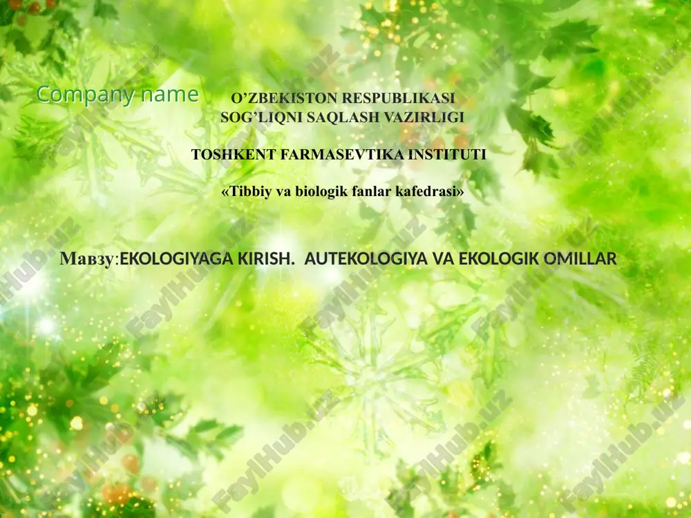 ekologiyaga kirish — PPTX