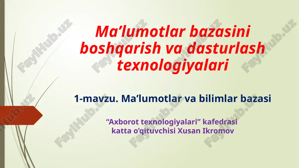 ma’lumotlar bazasi va axborot tizimlari — PPTX