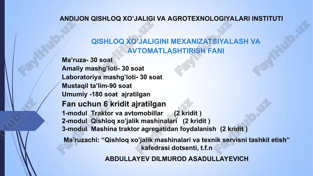qishloq xo’jaligi va agrotexnologiyalari instituti — PPT