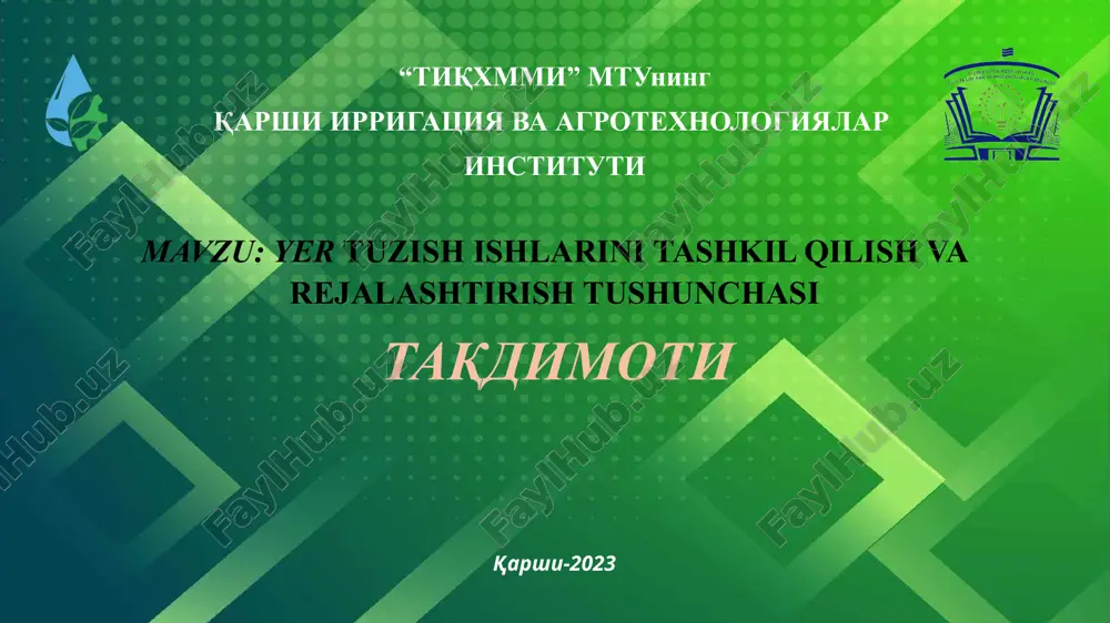 yer tuzish ishlari — PPTX