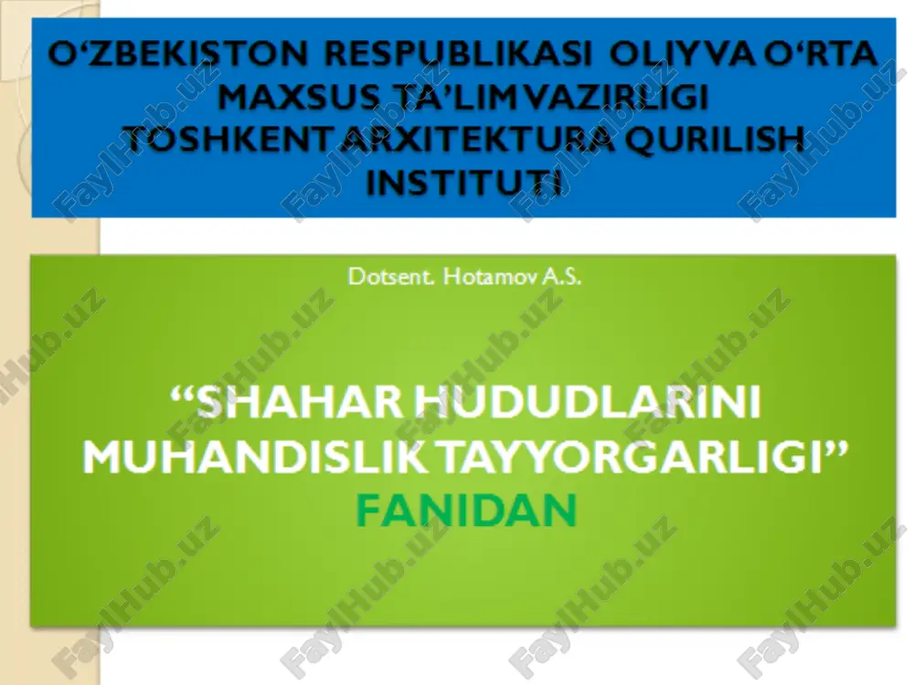 shaharsozlik muhandisligi — PPTX