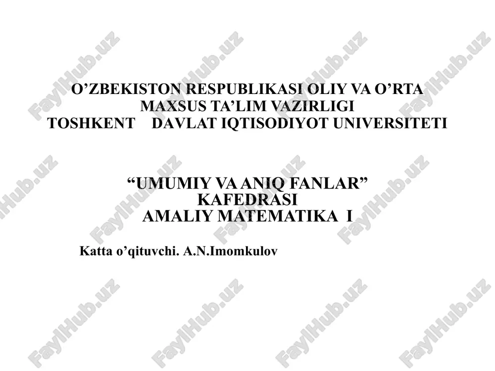 matritsa va determinatlar — PPTX