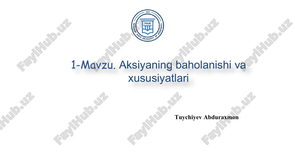 aksiyaning baholanishi va xususiyatlari — PPTX