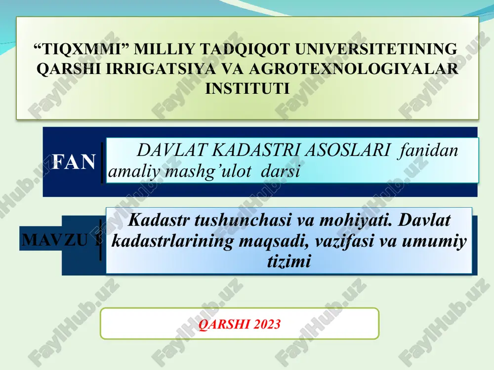 davlat kadastrlari — PPT