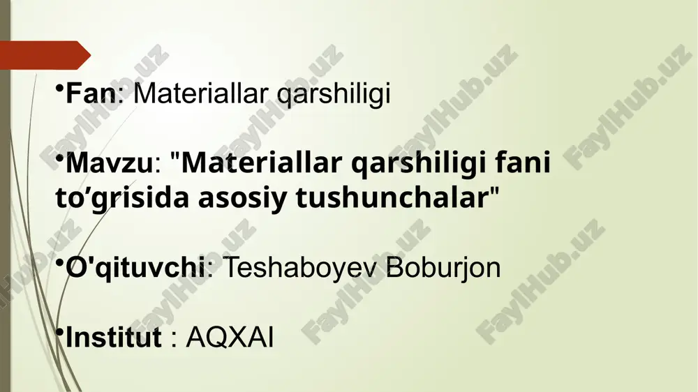 materiallar qarshiligi faniti — PPTX