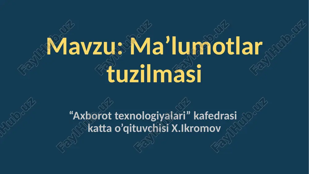 ma’lumotlar tuzilmasi va algoritmalar — PPTX