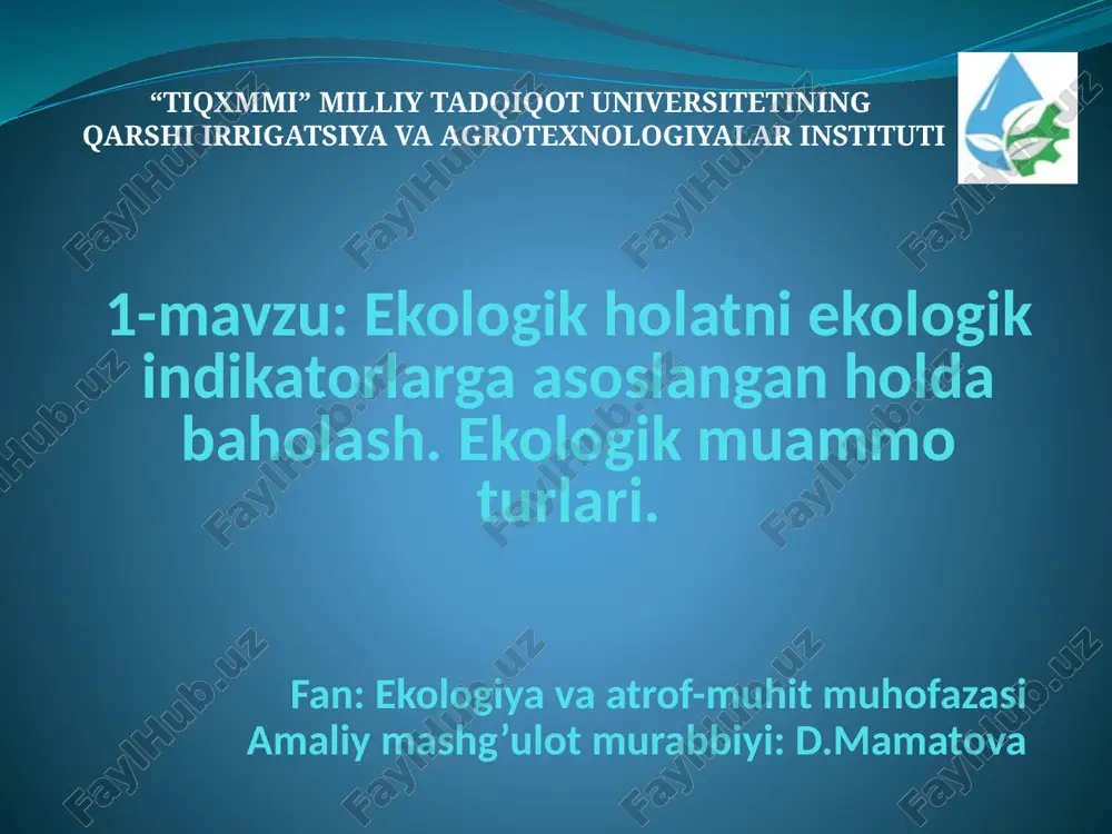 ekologik muammoturlari — PPTX