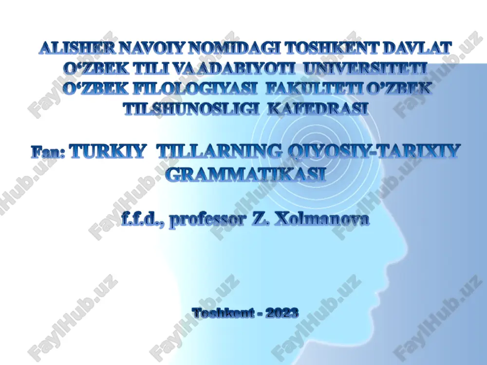 "turkiy tillarning qiyosiy-tarixiy grammatikasi" — PPT
