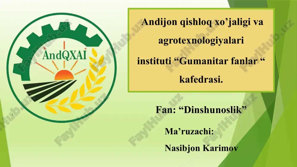dinshunoslik fanining tarixiy va jamiyatvachaxs ma'naviyati — PPTX