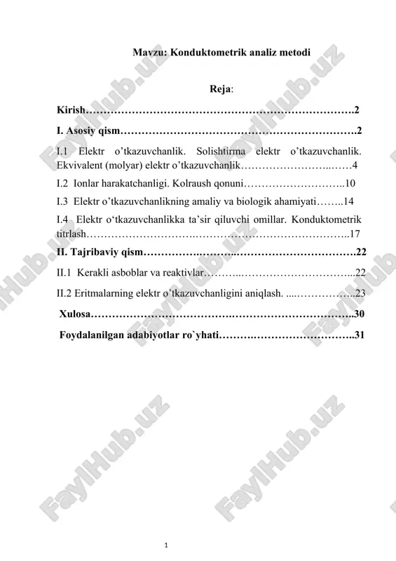 konduktometrik analiz metodi — DOCX