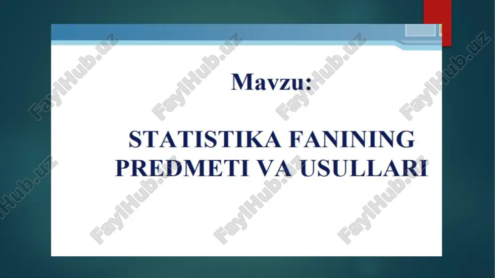 statistika fanining predmeti va usullari — PPTX