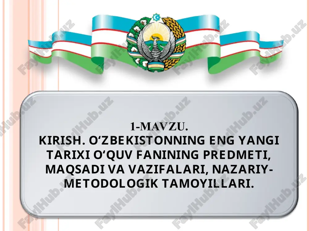o‘zbekistonning eng yangi tarixini o‘qitish — PPT