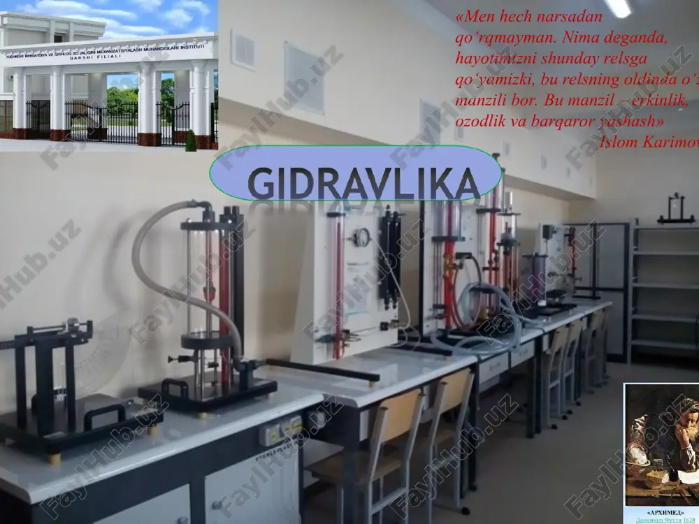 gidravlika fanining asosiy tushunchalari va atamalari — PPT