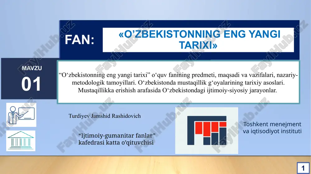 o‘zbekistonning eng yangi tarixi — PPTX