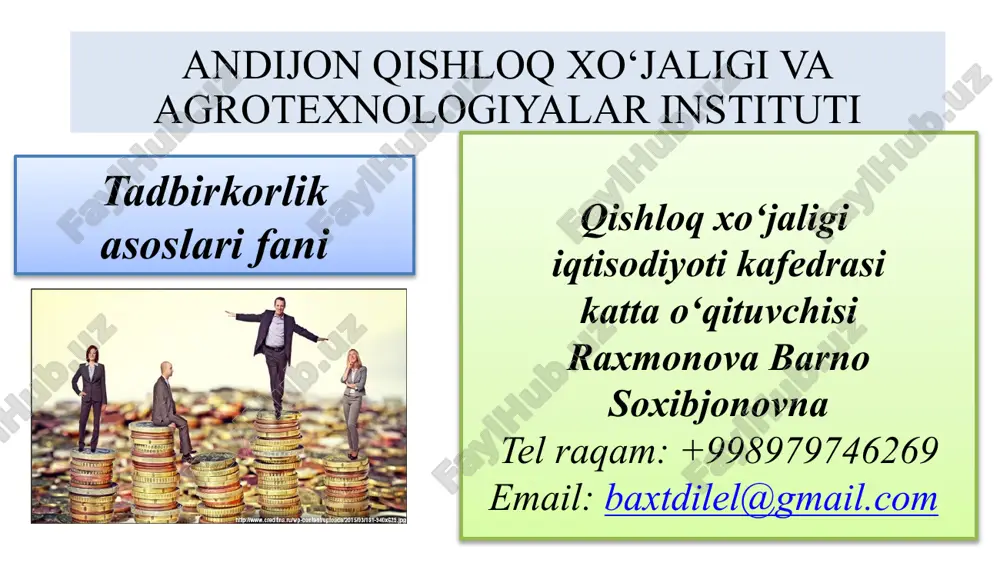 kichik biznes va xususiy tadbirkorlik — PPTX