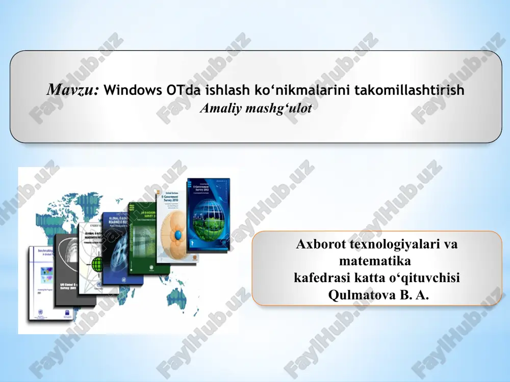 windows otda ishlash ko‘nikmalarini takomillashtirish — PPTX