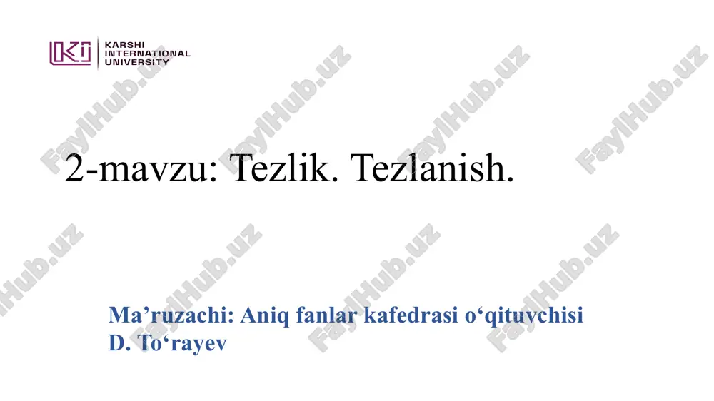 tezlik va tezlanish — PPTX
