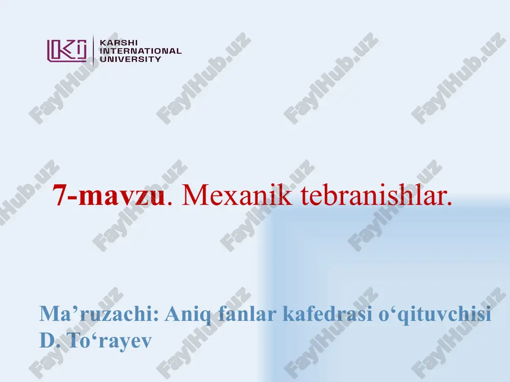 mexanik tebranishlar — PPTX