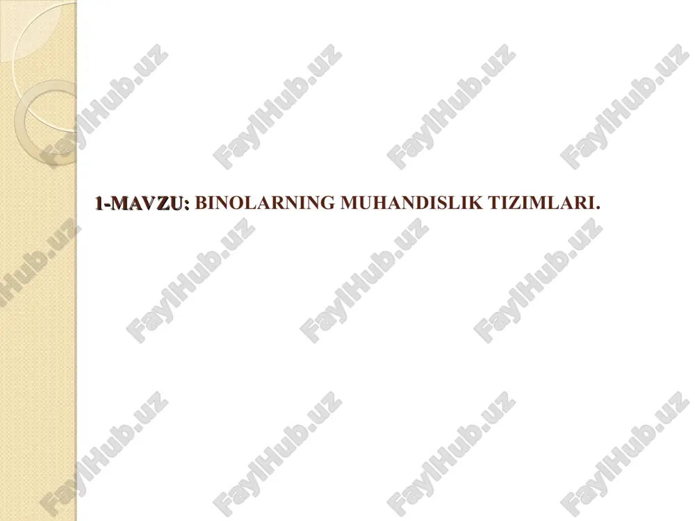 binolarning muhandislik tizimlari — PPT