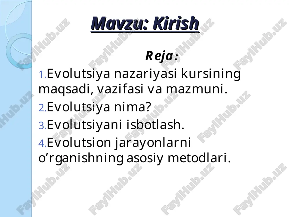 evolutsiya nazariyasi kursi — PPT