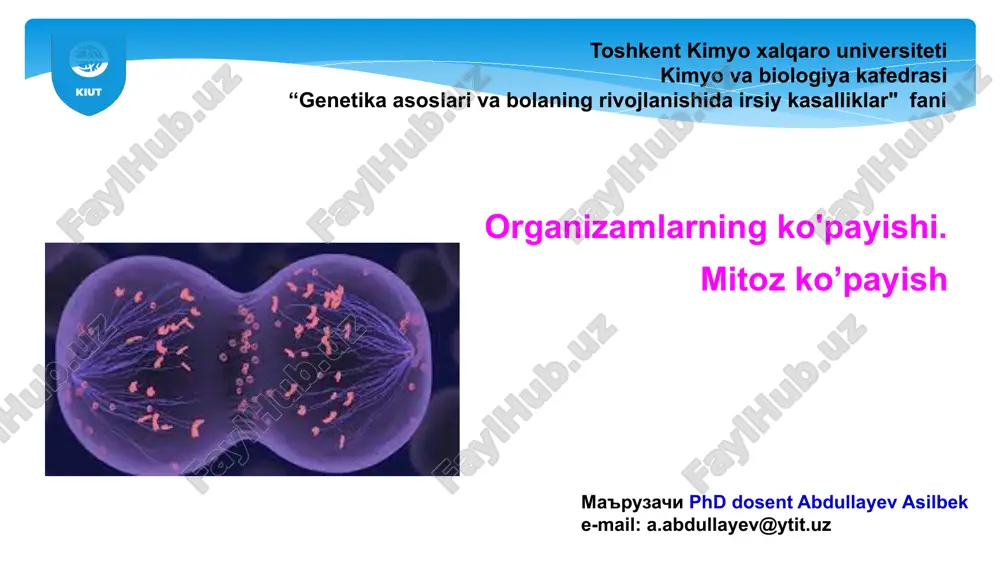 organizamlarning ko'payishi — PPTX