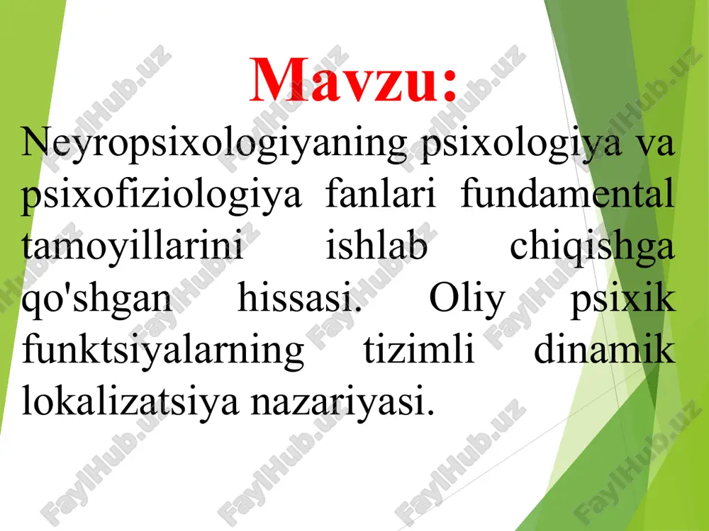 neyropsixologiya — PPT