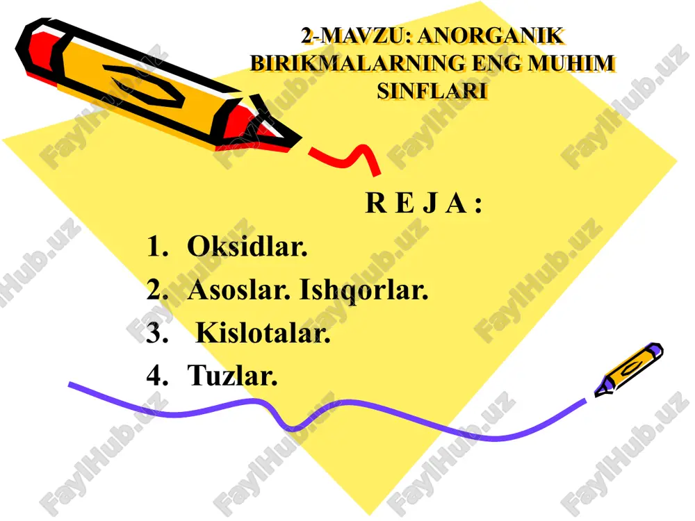 anorganik birikmalarning eng muhim sinflari — PPTX