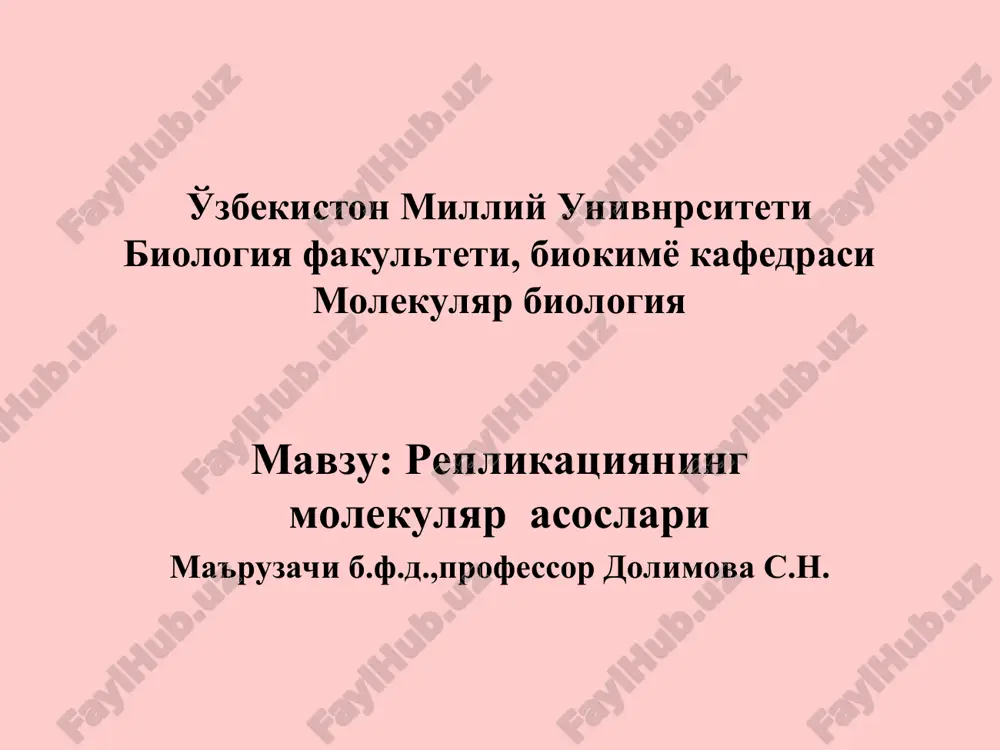 molekulyar biologiya — PPT