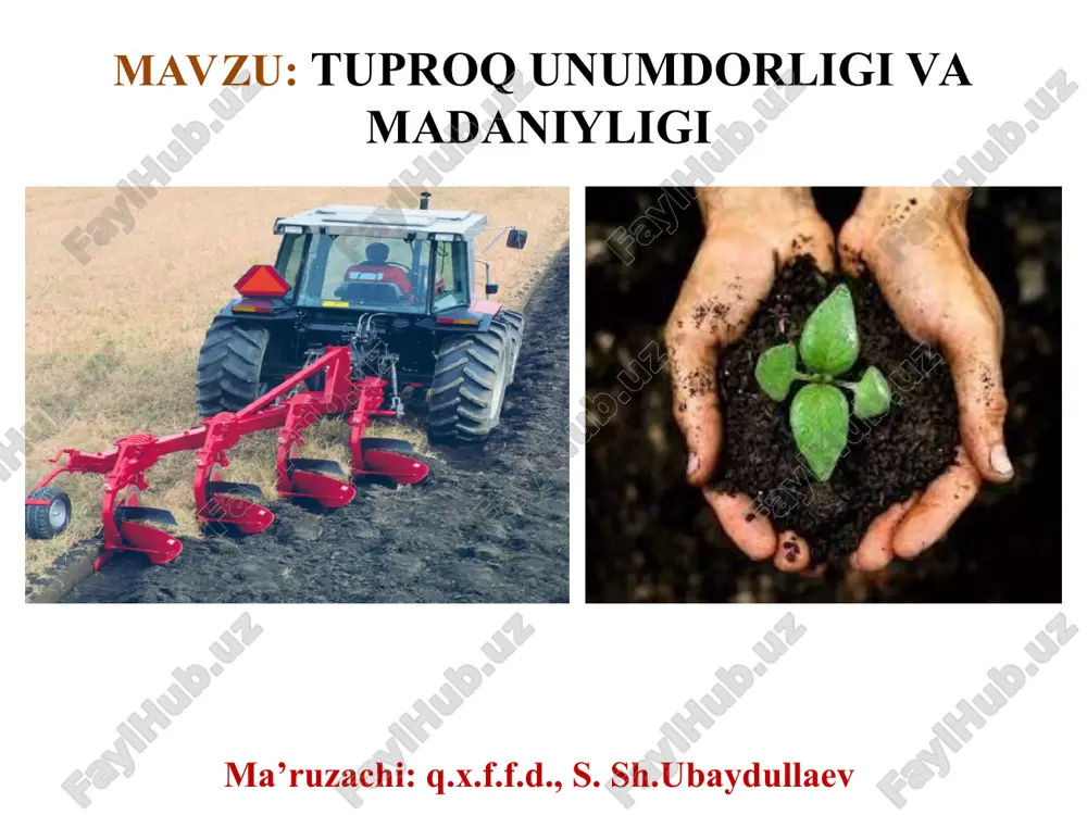 tuproq unumdorligi va madaniyligi — PPT